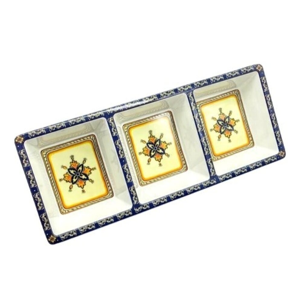 Le Cadeaux Malaga 3-Section Melamine Serving Tray NWT